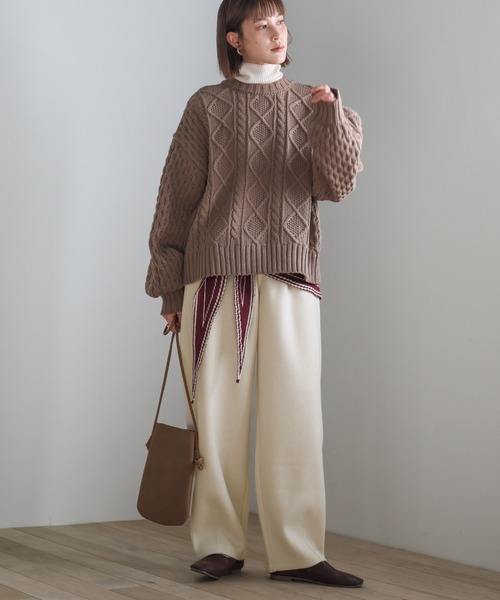 select MOCA(セレクトモカ)の「シンプルストレートニットパンツ(その他パンツ・レディース・ダークグレー/アイボリー/ベージュ・MEDIUM/SMALL)」の8枚目の写真