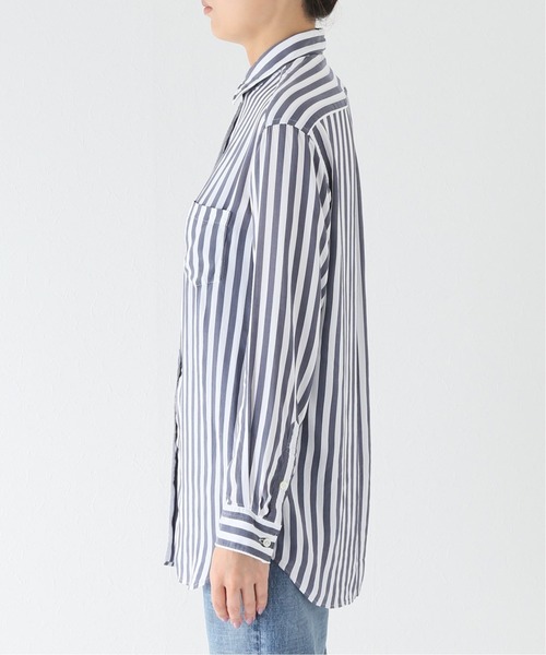 人気 ドゥーズィエムクラス ワイヤーウォッシュシャツ ストライプ ネイビー Deuxieme Classe（ドゥーズィエムクラス）の「ワイヤーウォッシュ