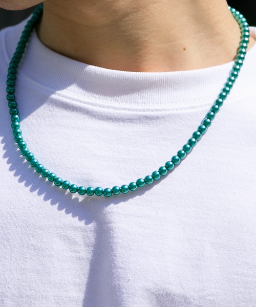 Adoon plain（アドーンプレーン）の「【Adoon plain】ボールチェーンネックレス（ネックレス・メンズ・シルバー/オレンジ/グリーン・FREE）」の2枚目の写真