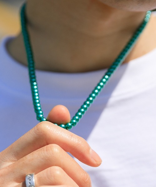 Adoon plain（アドーンプレーン）の「【Adoon plain】ボールチェーンネックレス（ネックレス・メンズ・シルバー/オレンジ/グリーン・FREE）」の6枚目の写真