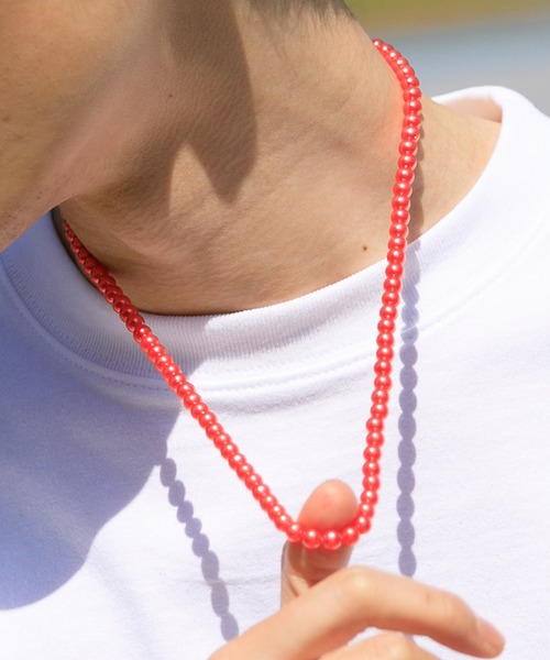 Adoon plain（アドーンプレーン）の「【Adoon plain】ボールチェーンネックレス（ネックレス・メンズ・シルバー/オレンジ/グリーン・FREE）」の4枚目の写真