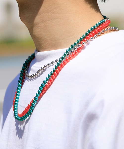 Adoon plain（アドーンプレーン）の「【Adoon plain】ボールチェーンネックレス（ネックレス・メンズ・シルバー/オレンジ/グリーン・FREE）」の15枚目の写真