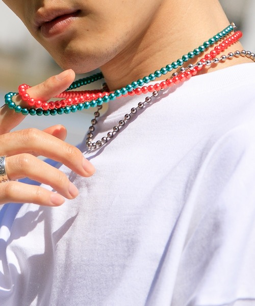 Adoon plain（アドーンプレーン）の「【Adoon plain】ボールチェーンネックレス（ネックレス・メンズ・シルバー/オレンジ/グリーン・FREE）」の11枚目の写真