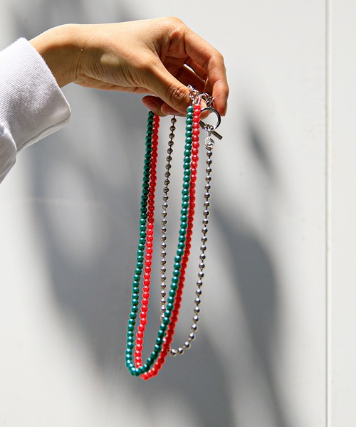 Adoon plain（アドーンプレーン）の「【Adoon plain】ボールチェーンネックレス（ネックレス・メンズ・シルバー/オレンジ/グリーン・FREE）」の7枚目の写真