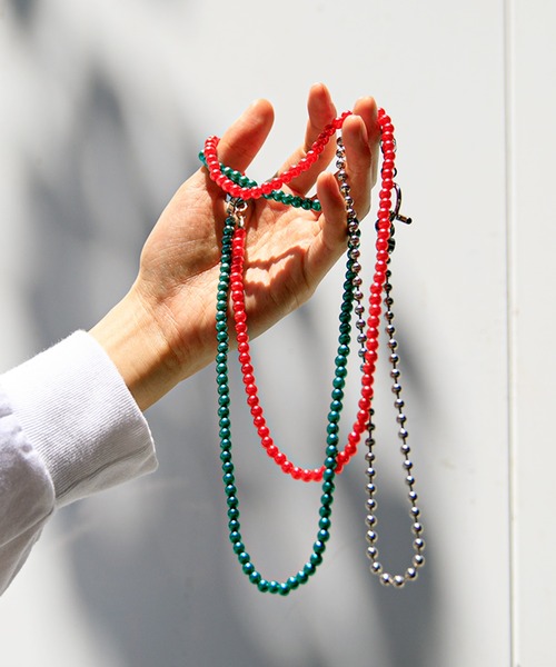 Adoon plain（アドーンプレーン）の「【Adoon plain】ボールチェーンネックレス（ネックレス・メンズ・シルバー/オレンジ/グリーン・FREE）」の5枚目の写真