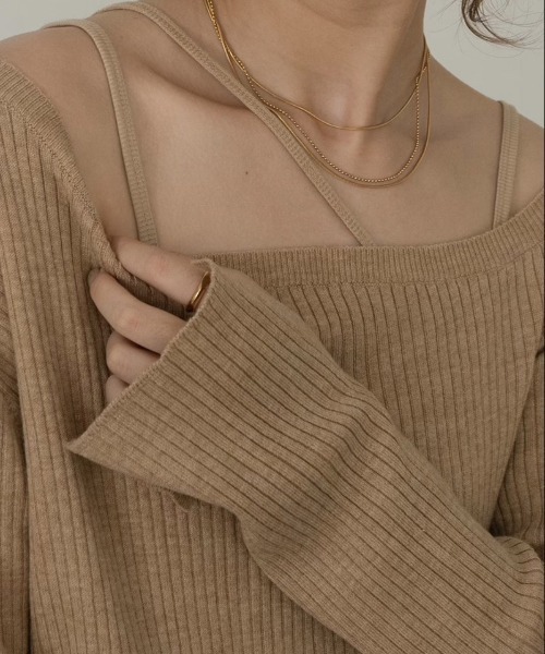 Amiur（エミレ）の「asymmetry camisole（キャミソール・レディース・ベージュ/ブラウン/ラベンダー・FREE）」の3枚目の写真