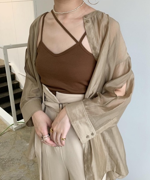 Amiur（エミレ）の「asymmetry camisole（キャミソール・レディース・ベージュ/ブラウン/ラベンダー・FREE）」の4枚目の写真