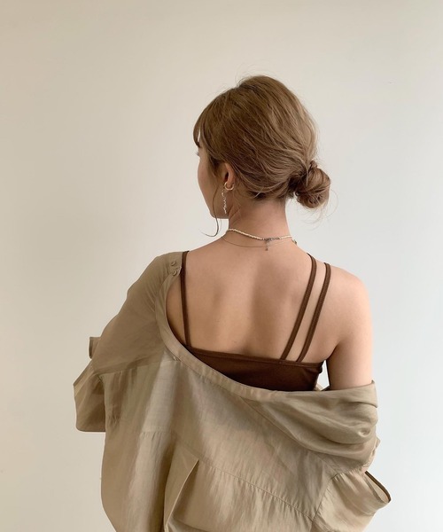 Amiur（エミレ）の「asymmetry camisole（キャミソール・レディース・ベージュ/ブラウン/ラベンダー・FREE）」の5枚目の写真