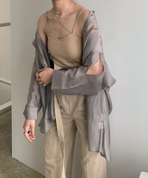 Amiur（エミレ）の「asymmetry camisole（キャミソール・レディース・ベージュ/ブラウン/ラベンダー・FREE）」の7枚目の写真