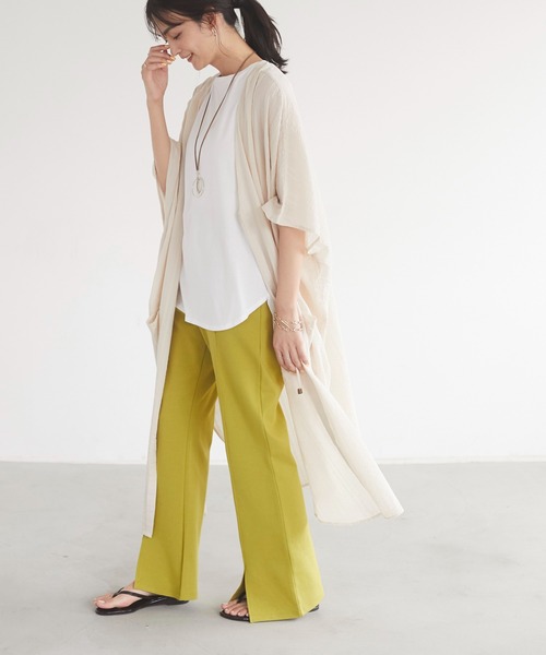 CRAFT STANDARD BOUTIQUE（クラフトスタンダードブティック）の「フロントスリットフレアパンツ　＊◇（スラックス・レディース・ベージュ/イエロー/ブルー系その他7/ブラック・M/L）」の12枚目の写真