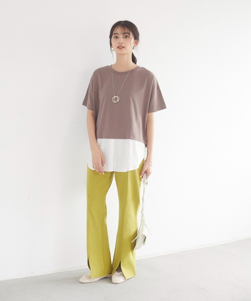 CRAFT STANDARD BOUTIQUE（クラフトスタンダードブティック）の「フロントスリットフレアパンツ　＊◇（スラックス・レディース・ベージュ/イエロー/ブルー系その他7/ブラック・M/L）」の18枚目の写真