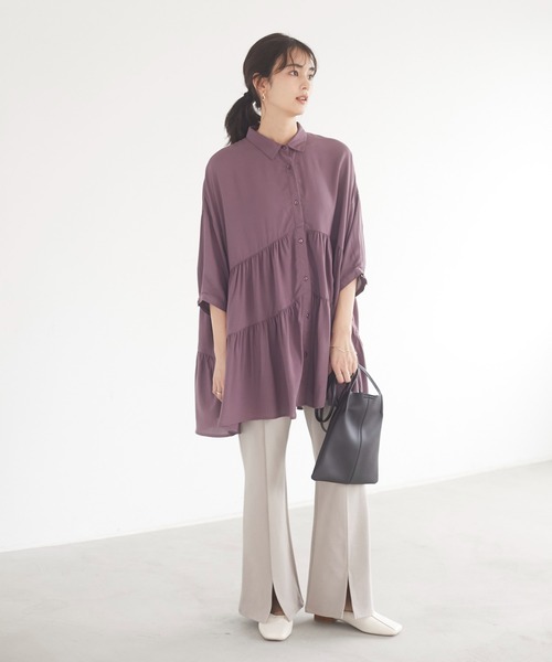 CRAFT STANDARD BOUTIQUE（クラフトスタンダードブティック）の「フロントスリットフレアパンツ　＊◇（スラックス・レディース・ベージュ/イエロー/ブルー系その他7/ブラック・M/L）」の20枚目の写真