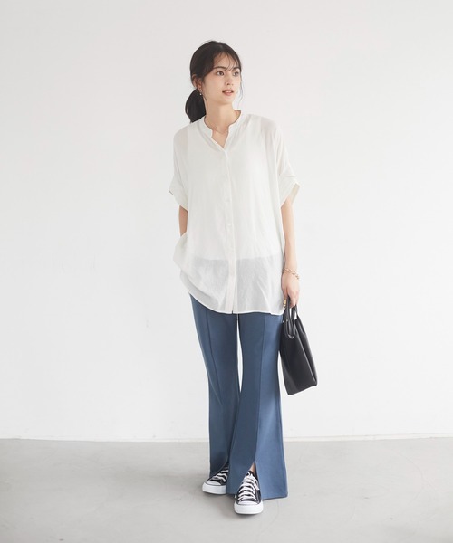 CRAFT STANDARD BOUTIQUE（クラフトスタンダードブティック）の「フロントスリットフレアパンツ　＊◇（スラックス・レディース・ベージュ/イエロー/ブルー系その他7/ブラック・M/L）」の5枚目の写真