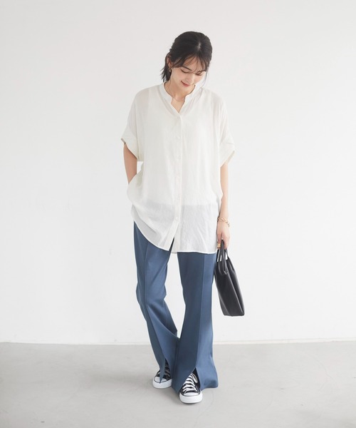 CRAFT STANDARD BOUTIQUE（クラフトスタンダードブティック）の「フロントスリットフレアパンツ　＊◇（スラックス・レディース・ベージュ/イエロー/ブルー系その他7/ブラック・M/L）」の6枚目の写真