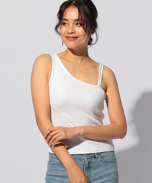 BAYFLOW（ベイフロー）の「ワンショルダータンク（タンクトップ・レディース・ホワイト/ベージュ/ラベンダー/チャコール・FREE）」の5枚目の写真