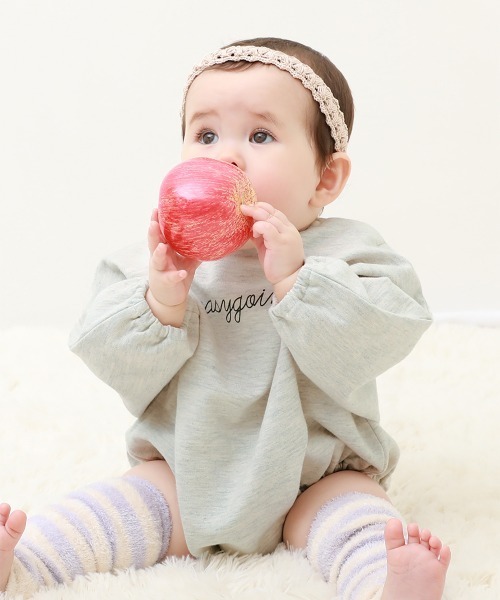 devirock（デビロック）の「ロゴスウェットロンパース（ロンパース・キッズ・パープル系その他/ブルーグレー/ブラウン系その他/オートミール/ブルー系その他/グレー系その他・80ｃｍ/70cm）」の4枚目の写真