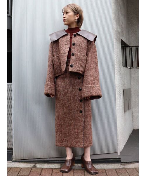 MURUA（ムルーア）の「レザーパイピングタイトスカート（スカート・レディース・アイボリー/ブラック/オレンジ・1/2）」の12枚目の写真