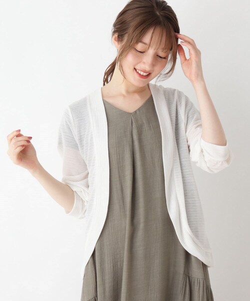 DRESKIP（ドレスキップ）の「◆ラメ混ボレロカーディガン（カーディガン/ボレロ・レディース・オフホワイト/ライトグレー/ライトブルー/ネイビー・02/03）」の2枚目の写真