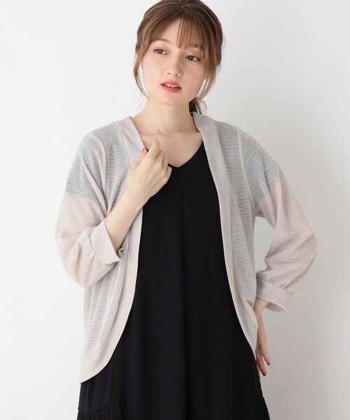 DRESKIP（ドレスキップ）の「◆ラメ混ボレロカーディガン（カーディガン/ボレロ・レディース・オフホワイト/ライトグレー/ライトブルー/ネイビー・02/03）」の3枚目の写真