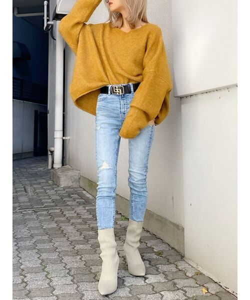 GYDA（ジェイダ）の「LA DEVOTE ニット トップス（ニット/セーター・レディース・グレー/オリーブ/アイボリー/マスタード・FREE）」の15枚目の写真