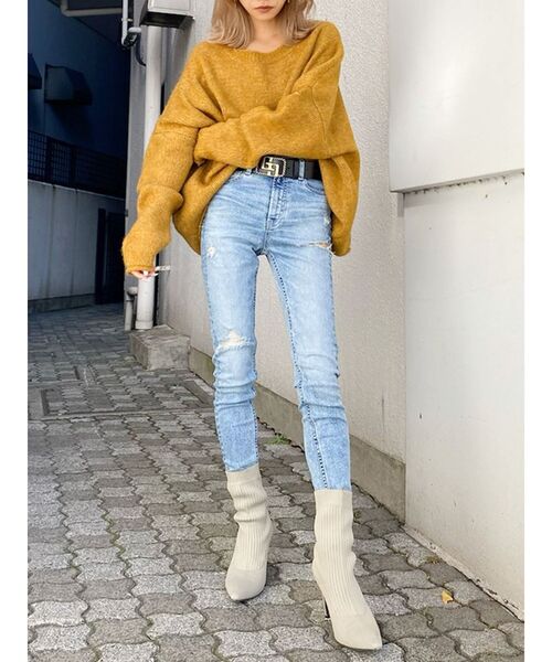 GYDA（ジェイダ）の「LA DEVOTE ニット トップス（ニット/セーター・レディース・グレー/オリーブ/アイボリー/マスタード・FREE）」の9枚目の写真