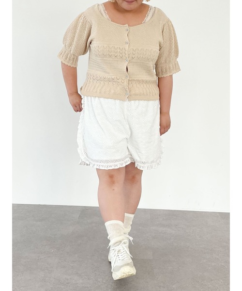 SLURR（スラ―）の「【大きいサイズ】Cotton lace short pants（ルームウェア/パジャマ・レディース・ホワイト・L）」の5枚目の写真