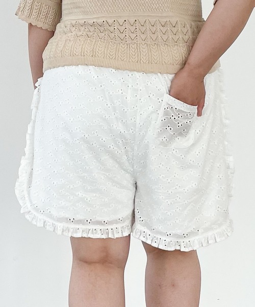 SLURR（スラ―）の「【大きいサイズ】Cotton lace short pants（ルームウェア/パジャマ・レディース・ホワイト・L）」の3枚目の写真