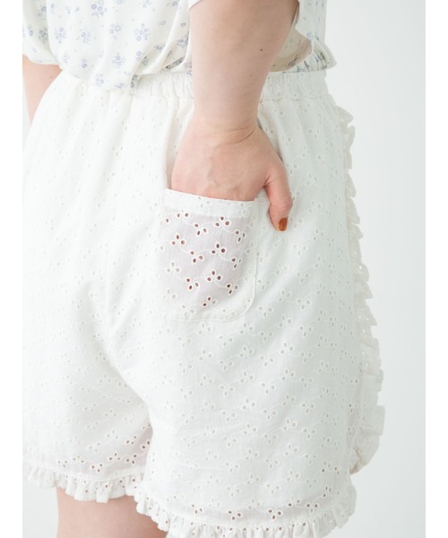 SLURR（スラ―）の「【大きいサイズ】Cotton lace short pants（ルームウェア/パジャマ・レディース・ホワイト・L）」の8枚目の写真