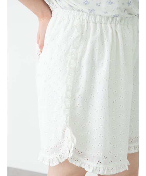SLURR（スラ―）の「【大きいサイズ】Cotton lace short pants（ルームウェア/パジャマ・レディース・ホワイト・L）」の9枚目の写真