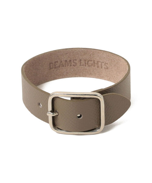 BEAMS LIGHTS(ビームスライツ)の「BEAMS LIGHTS / レザー ワイド ブレスレット(ブレスレット・メンズ・ブラック/ベージュ・ONE SIZE)」の2枚目の写真