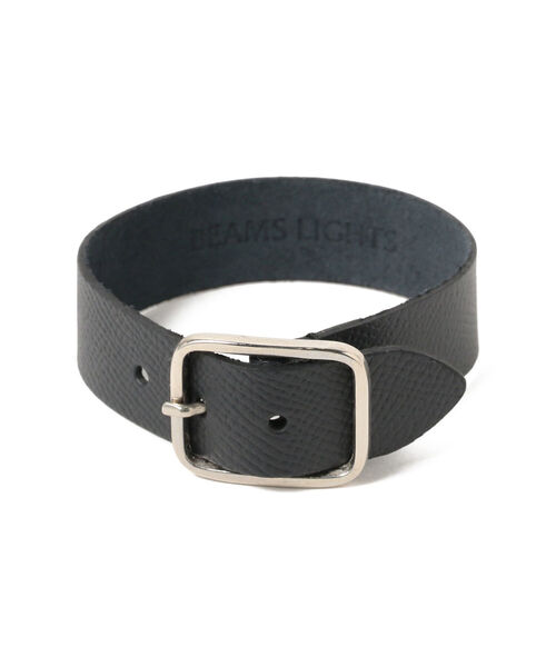 BEAMS LIGHTS(ビームスライツ)の「BEAMS LIGHTS / レザー ワイド ブレスレット(ブレスレット・メンズ・ブラック/ベージュ・ONE SIZE)」の1枚目の写真