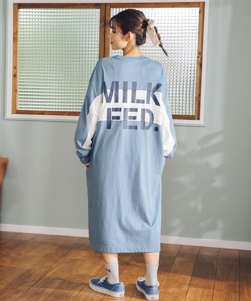 MILKFED.（ミルクフェド）の「BICOLOR DRESS（ワンピース・レディース・ライトブルー/ブラック/ベージュ・ONE SIZE）」の3枚目の写真