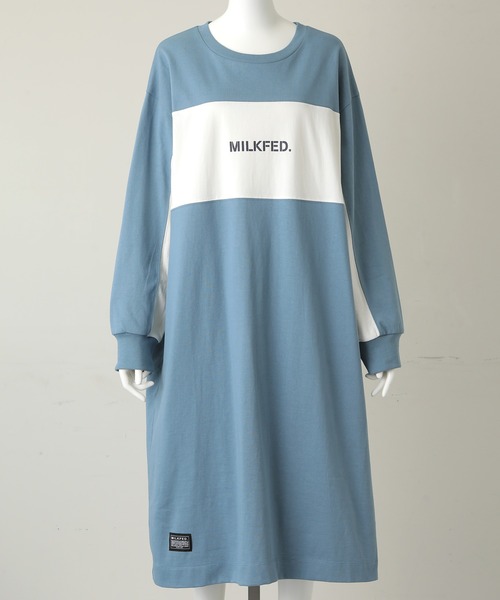 MILKFED.（ミルクフェド）の「BICOLOR DRESS（ワンピース・レディース・ライトブルー/ブラック/ベージュ・ONE SIZE）」の4枚目の写真