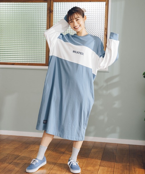 MILKFED.（ミルクフェド）の「BICOLOR DRESS（ワンピース・レディース・ライトブルー/ブラック/ベージュ・ONE SIZE）」の22枚目の写真