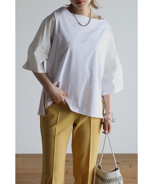 Bonjour Sagan(ボンジュールサガン)の「袖コンシャスプルオーバー(Tシャツ/カットソー・レディース・ブラック/オフホワイト・FREE)」の18枚目の写真