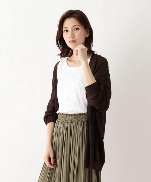 SHOO・LA・RUE(シューラルー)の「◆スラブヤーントッパーカーディガン(カーディガン/ボレロ・レディース・オリーブ/ダークブラウン/グレー系8/ベージュ系その他7・00)」の3枚目の写真