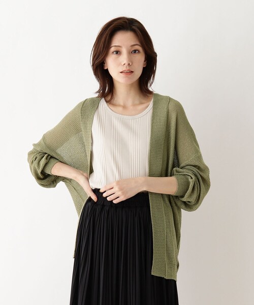 SHOO・LA・RUE(シューラルー)の「◆スラブヤーントッパーカーディガン(カーディガン/ボレロ・レディース・オリーブ/ダークブラウン/グレー系8/ベージュ系その他7・00)」の1枚目の写真