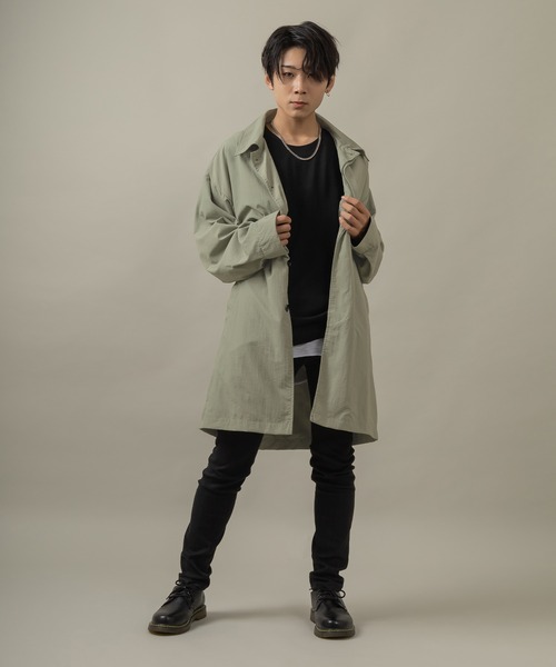 SlashDate(スラッシュデイト)の「ビッグシルエットステンカラーコート(ステンカラーコート・メンズ・ブラック/グレー/カーキ・L/XL/M)」の5枚目の写真