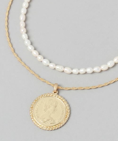 JEANASIS（ジーナシス）の「レトロコイン/パールネックレス/959746（ネックレス・レディース・シルバー/ゴールド・FREE）」の2枚目の写真