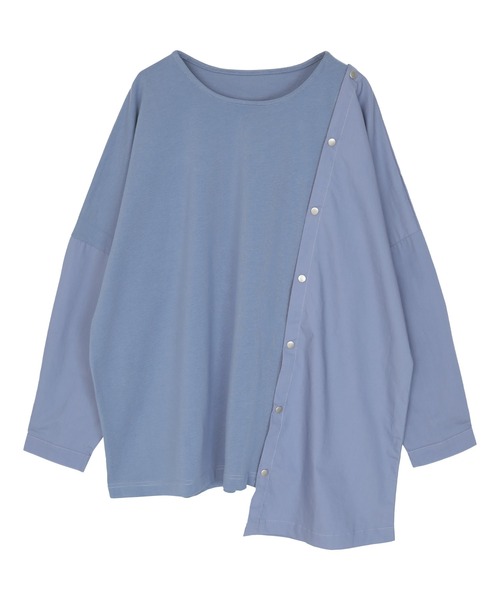 miette（ミエット）の「異素材MIXﾎﾞﾀﾝﾃﾞｻﾞｲﾝﾄｯﾌﾟｽ（Tシャツ/カットソー・レディース・ブラック/オフホワイト/ブルー・FREE）」の10枚目の写真
