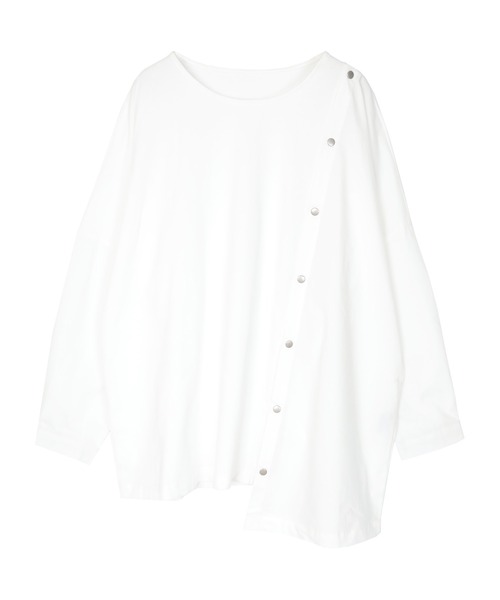 miette（ミエット）の「異素材MIXﾎﾞﾀﾝﾃﾞｻﾞｲﾝﾄｯﾌﾟｽ（Tシャツ/カットソー・レディース・ブラック/オフホワイト/ブルー・FREE）」の7枚目の写真