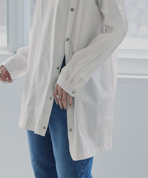 miette（ミエット）の「異素材MIXﾎﾞﾀﾝﾃﾞｻﾞｲﾝﾄｯﾌﾟｽ（Tシャツ/カットソー・レディース・ブラック/オフホワイト/ブルー・FREE）」の12枚目の写真