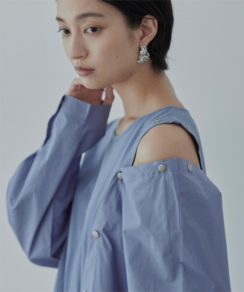 miette（ミエット）の「異素材MIXﾎﾞﾀﾝﾃﾞｻﾞｲﾝﾄｯﾌﾟｽ（Tシャツ/カットソー・レディース・ブラック/オフホワイト/ブルー・FREE）」の11枚目の写真
