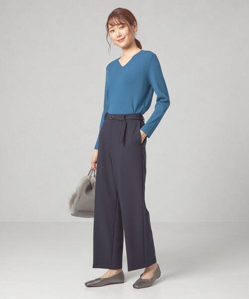 closet story（クローゼットストーリー）の「＜closet story（クローゼットストーリー）＞ダブルクロス セミワイドパンツ -ウォッシャブル-（その他パンツ・レディース・ベージュ/ネイビー/ナチュラル・S/M/L）」の12枚目の写真