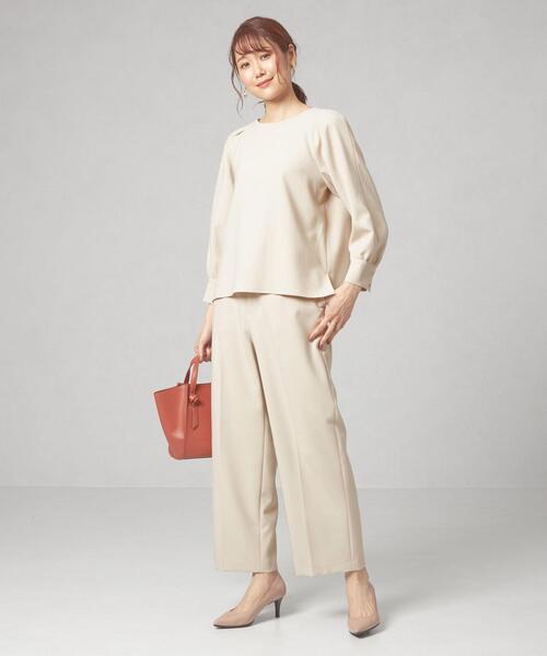 closet story（クローゼットストーリー）の「＜closet story（クローゼットストーリー）＞ダブルクロス セミワイドパンツ -ウォッシャブル-（その他パンツ・レディース・ベージュ/ネイビー/ナチュラル・S/M/L）」の11枚目の写真