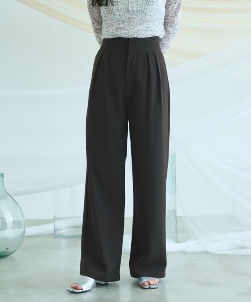 VACANCY（ヴァカンシー）の「SET UP wide pants（スラックス・レディース・グリーン/ブラウン・MEDIUM/SMALL/MEDIUM/TALL）」の2枚目の写真
