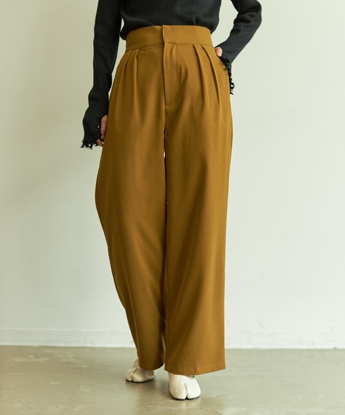 VACANCY（ヴァカンシー）の「SET UP wide pants（スラックス・レディース・グリーン/ブラウン・MEDIUM/SMALL/MEDIUM/TALL）」の6枚目の写真