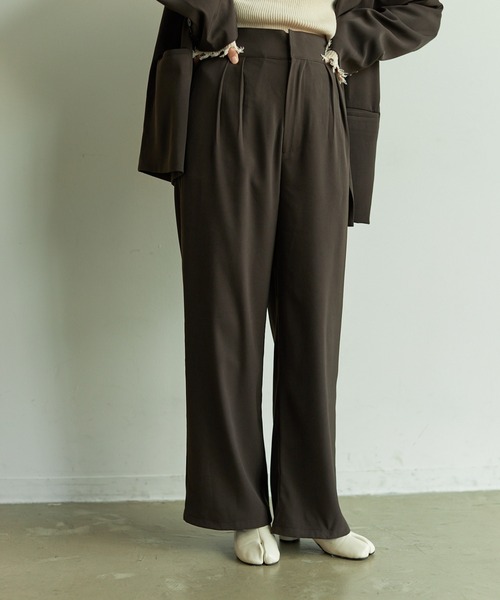 VACANCY（ヴァカンシー）の「SET UP wide pants（スラックス・レディース・グリーン/ブラウン・MEDIUM/SMALL/MEDIUM/TALL）」の7枚目の写真