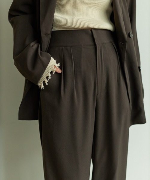 VACANCY（ヴァカンシー）の「SET UP wide pants（スラックス・レディース・グリーン/ブラウン・MEDIUM/SMALL/MEDIUM/TALL）」の3枚目の写真