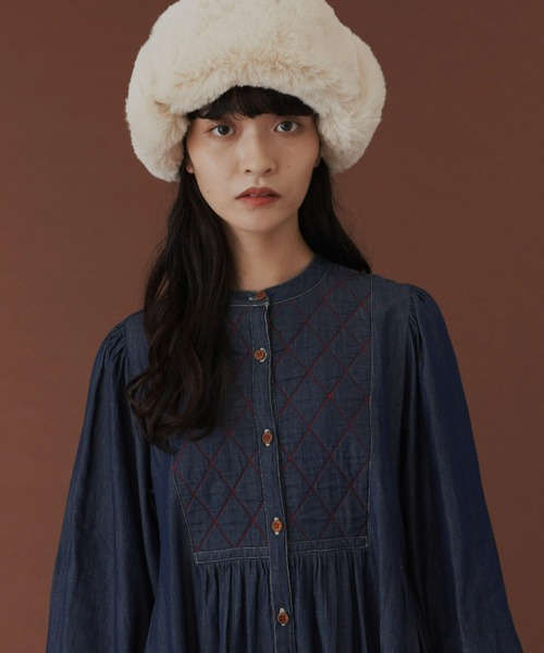 MERLOT(メルロー)の「キルトステッチデニムワンピース(ワンピース・レディース・インディゴブルー/ネイビー・FREE/SMALL)」の17枚目の写真